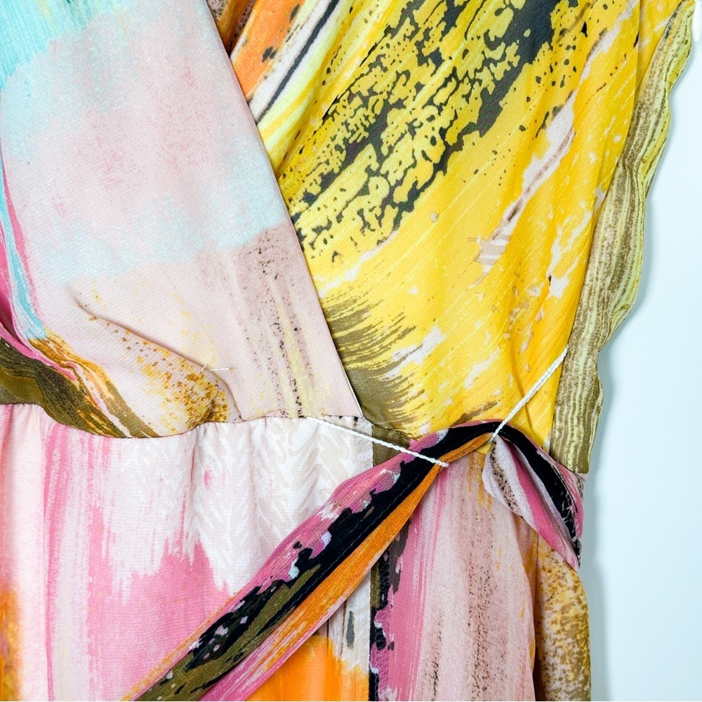 Chetta B Halter Tie Front Maxi Dress in Pink and Orange - Picture 9 of 15
